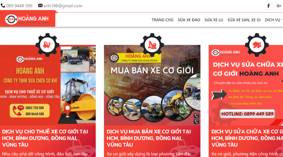 Mua b&aacute;n, sửa chữa, cho thu&ecirc; xe cơ giới tại cơ kh&iacute; Ho&agrave;ng Anh